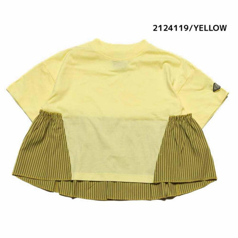 【130~150】 T/C天竺袖ギャザーストライプ切り替えT ★2124119j★キッズサイズ 子供服